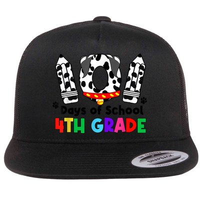 Happy 101 Days School Fourth Grade Dog 100 Days Smarter Flatbill Hat