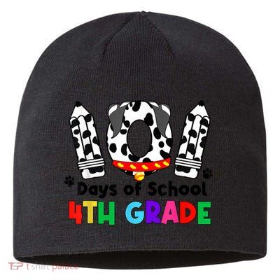 Happy 101 Days School Fourth Grade Dog 100 Days Smarter Sustainable Beanie