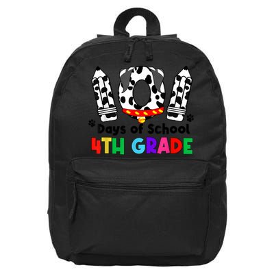 Happy 101 Days School Fourth Grade Dog 100 Days Smarter 16 in Basic Backpack