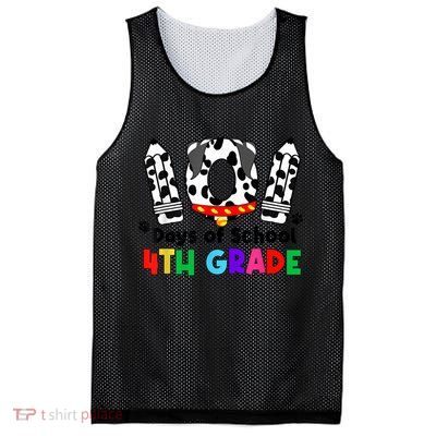 Happy 101 Days School Fourth Grade Dog 100 Days Smarter Mesh Reversible Basketball Jersey Tank