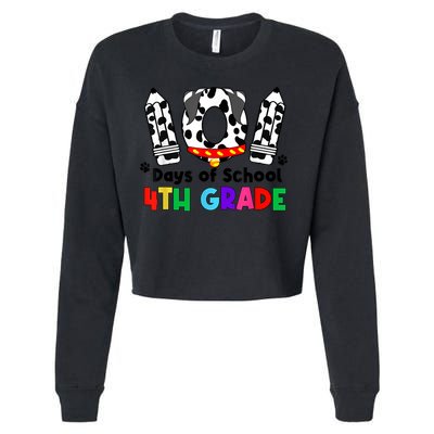 Happy 101 Days School Fourth Grade Dog 100 Days Smarter Cropped Pullover Crew