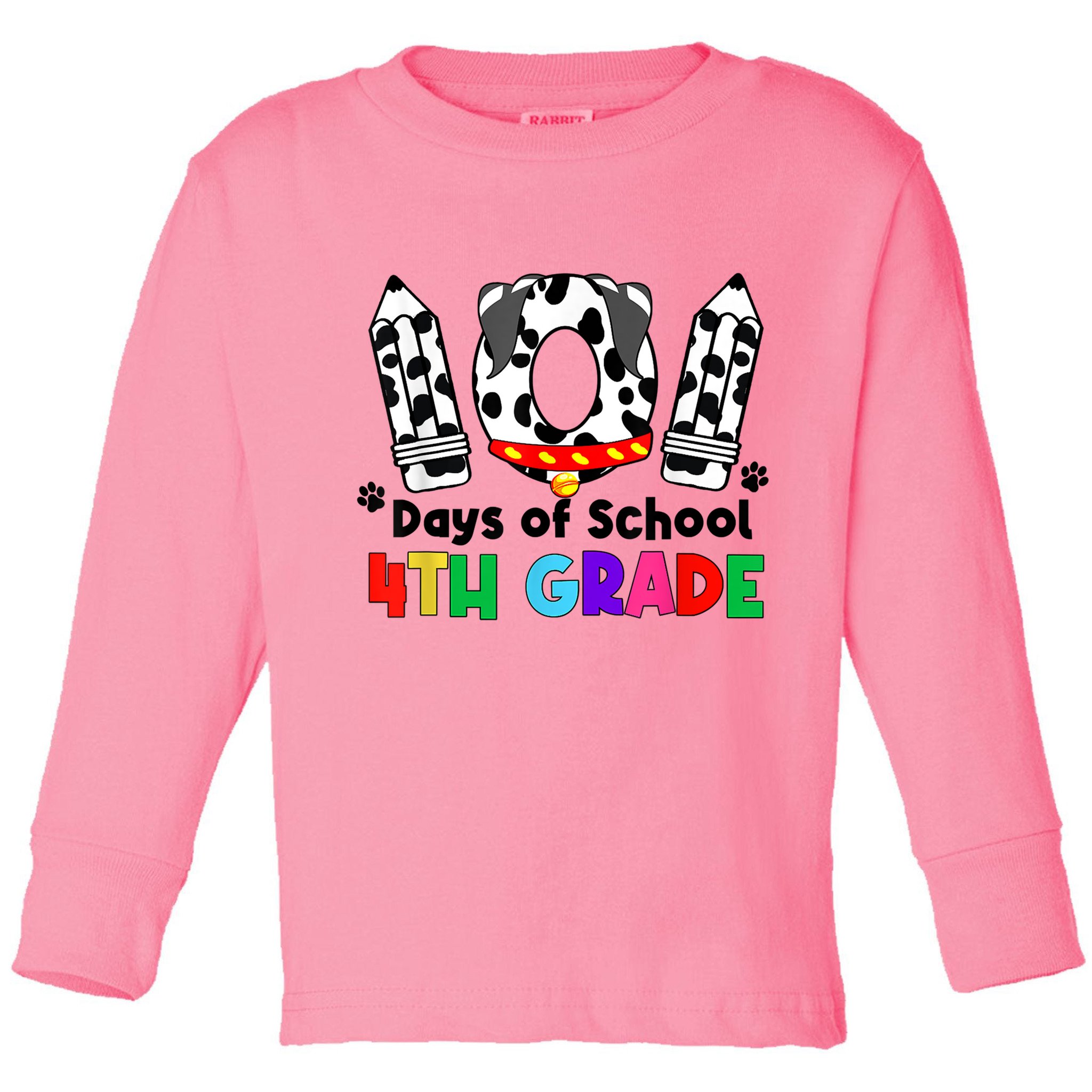 Happy 101 Days School Fourth Grade Dog 100 Days Smarter Toddler Long Sleeve Shirt