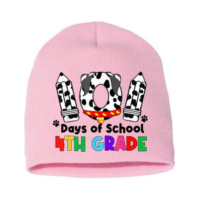 Happy 101 Days School Fourth Grade Dog 100 Days Smarter Short Acrylic Beanie
