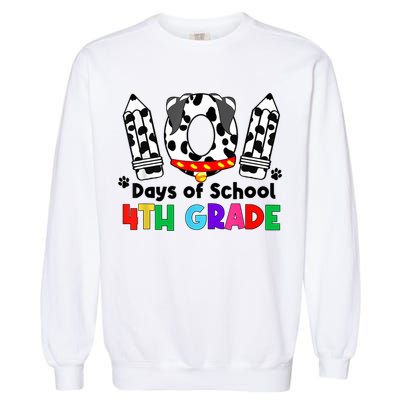 Happy 101 Days School Fourth Grade Dog 100 Days Smarter Garment-Dyed Sweatshirt