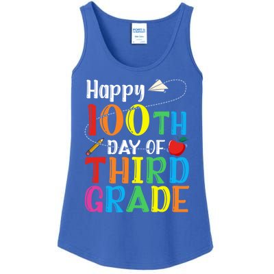 Happy 100Th Day Of School 3Rd Grade 100 Days Of Third Grade Gift Ladies Essential Tank