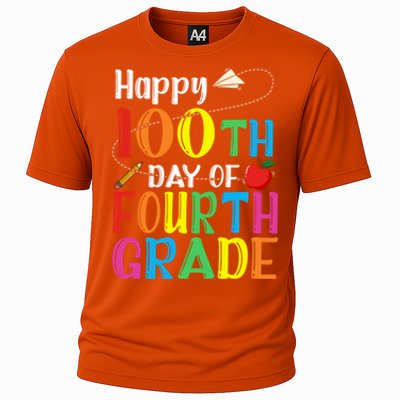 Happy 100Th Day Of School 4Th Grade 100 Days Of Fourth Grade Gift Cooling Performance Crew T-Shirt