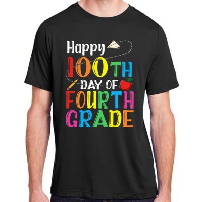 Happy 100Th Day Of School 4Th Grade 100 Days Of Fourth Grade Gift Adult ChromaSoft Performance T-Shirt