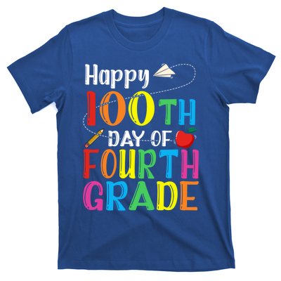 Happy 100Th Day Of School 4Th Grade 100 Days Of Fourth Grade Gift T-Shirt