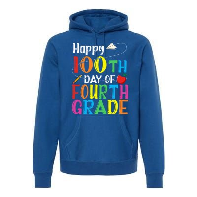 Happy 100Th Day Of School 4Th Grade 100 Days Of Fourth Grade Gift Premium Hoodie