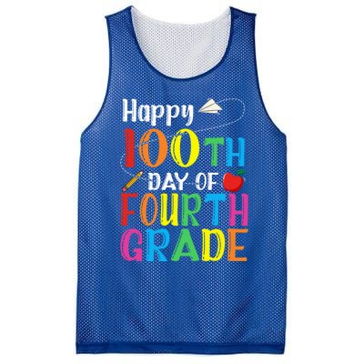 Happy 100Th Day Of School 4Th Grade 100 Days Of Fourth Grade Gift Mesh Reversible Basketball Jersey Tank