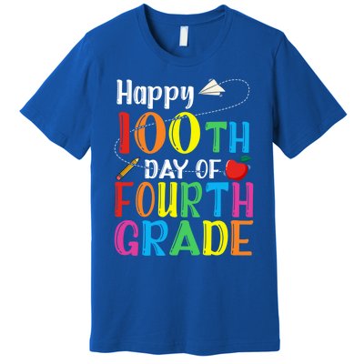 Happy 100Th Day Of School 4Th Grade 100 Days Of Fourth Grade Gift Premium T-Shirt