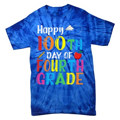 Happy 100Th Day Of School 4Th Grade 100 Days Of Fourth Grade Gift Tie-Dye T-Shirt