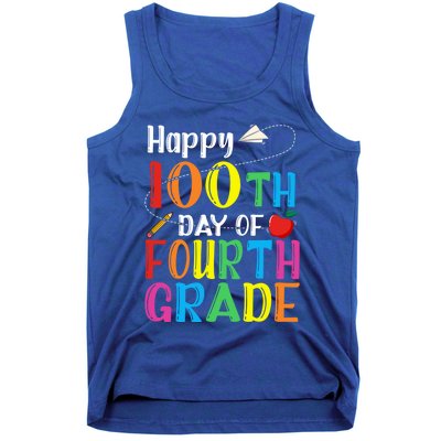 Happy 100Th Day Of School 4Th Grade 100 Days Of Fourth Grade Gift Tank Top