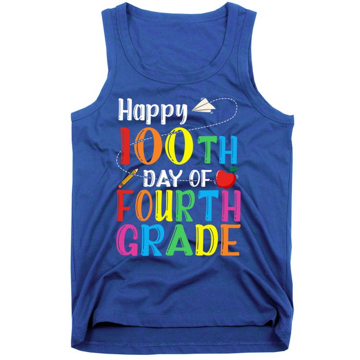 Happy 100Th Day Of School 4Th Grade 100 Days Of Fourth Grade Gift Tank Top