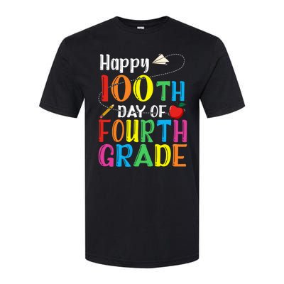 Happy 100Th Day Of School 4Th Grade 100 Days Of Fourth Grade Gift Softstyle CVC T-Shirt