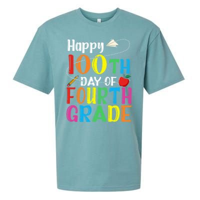 Happy 100Th Day Of School 4Th Grade 100 Days Of Fourth Grade Gift Sueded Cloud Jersey T-Shirt