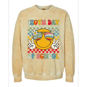 Happy 120th Day Of School Groovy 120 Days Of School Teacher Colorblast Crewneck Sweatshirt