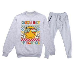 Happy 120th Day Of School Groovy 120 Days Of School Teacher Premium Crewneck Sweatsuit Set