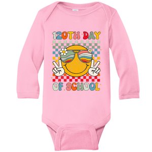 Happy 120th Day Of School Groovy 120 Days Of School Teacher Baby Long Sleeve Bodysuit