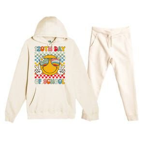 Happy 120th Day Of School Groovy 120 Days Of School Teacher Premium Hooded Sweatsuit Set