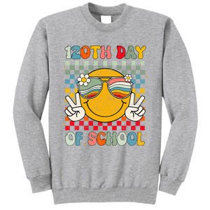 Happy 120th Day Of School Groovy 120 Days Of School Teacher Tall Sweatshirt