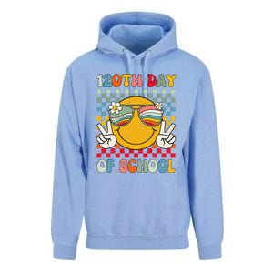 Happy 120th Day Of School Groovy 120 Days Of School Teacher Unisex Surf Hoodie