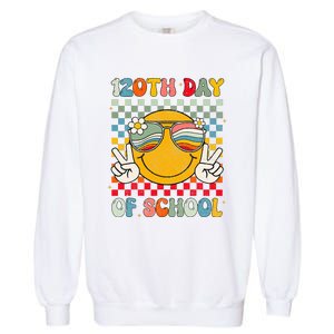 Happy 120th Day Of School Groovy 120 Days Of School Teacher Garment-Dyed Sweatshirt