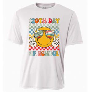 Happy 120th Day Of School Groovy 120 Days Of School Teacher Cooling Performance Crew T-Shirt