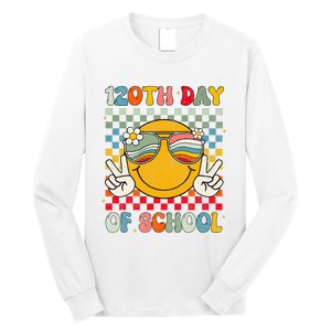 Happy 120th Day Of School Groovy 120 Days Of School Teacher Long Sleeve Shirt