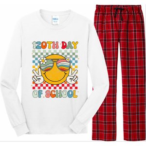 Happy 120th Day Of School Groovy 120 Days Of School Teacher Long Sleeve Pajama Set