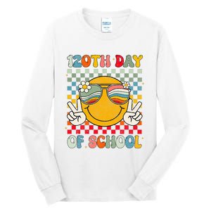 Happy 120th Day Of School Groovy 120 Days Of School Teacher Tall Long Sleeve T-Shirt