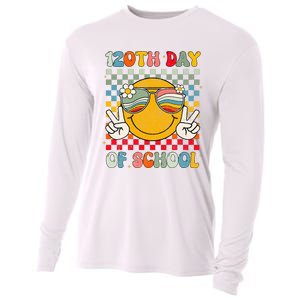 Happy 120th Day Of School Groovy 120 Days Of School Teacher Cooling Performance Long Sleeve Crew