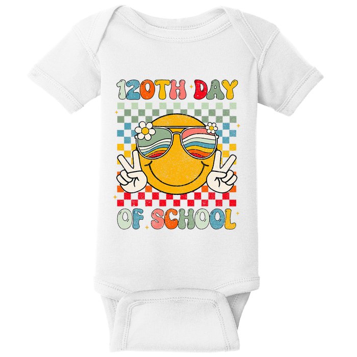 Happy 120th Day Of School Groovy 120 Days Of School Teacher Baby Bodysuit