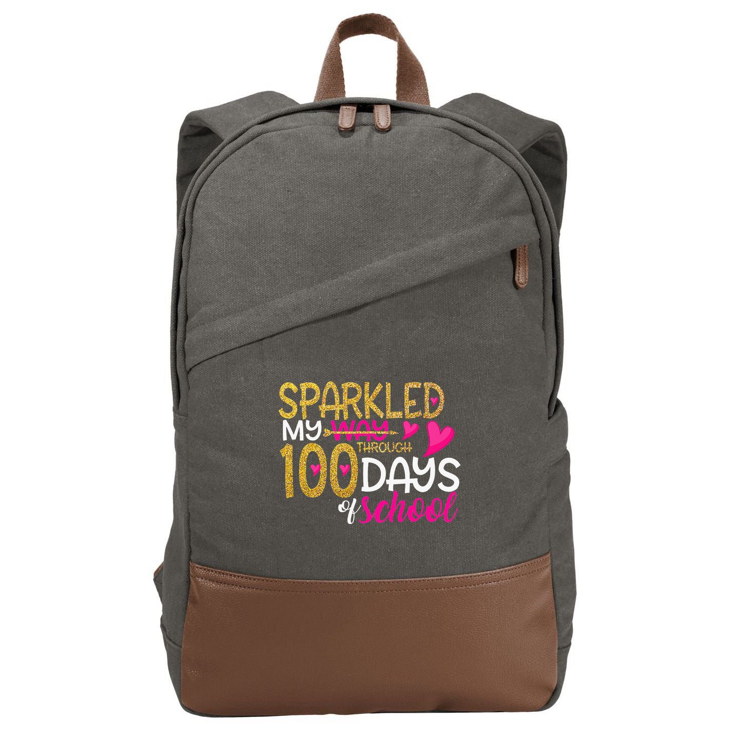 Happy 100th Day Sparkled My Way Through 100 Days Of School Cotton Canvas Backpack