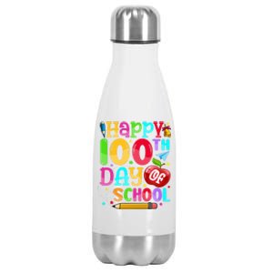 Happy 100th Day Of School Teacher 100 Days Smarter Gift Stainless Steel Insulated Water Bottle