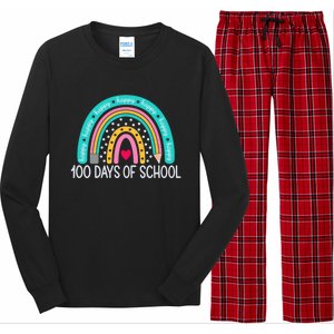 Happy 100th Day Of School Teacher 100 Days Rainbow Gift Long Sleeve Pajama Set