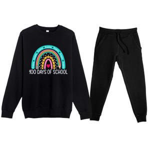 Happy 100th Day Of School Teacher 100 Days Rainbow Gift Premium Crewneck Sweatsuit Set