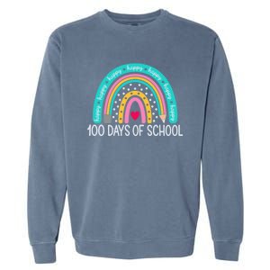 Happy 100th Day Of School Teacher 100 Days Rainbow Gift Garment-Dyed Sweatshirt