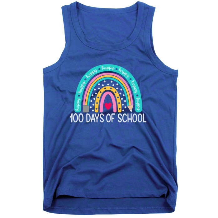 Happy 100th Day Of School Teacher 100 Days Rainbow Gift Tank Top