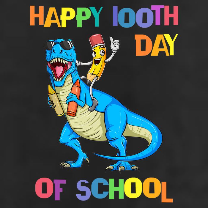 Happy 100th Day Of School Pencil Riding Dinosaur T Rex Funny Cool Comfort Performance Bucket Hat