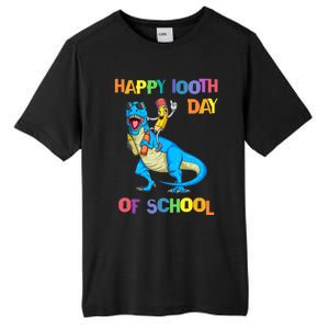 Happy 100th Day Of School Pencil Riding Dinosaur T Rex Funny Tall Fusion ChromaSoft Performance T-Shirt