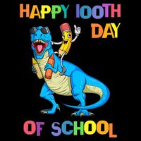 Happy 100th Day Of School Pencil Riding Dinosaur T Rex Funny 16 in Basic Backpack