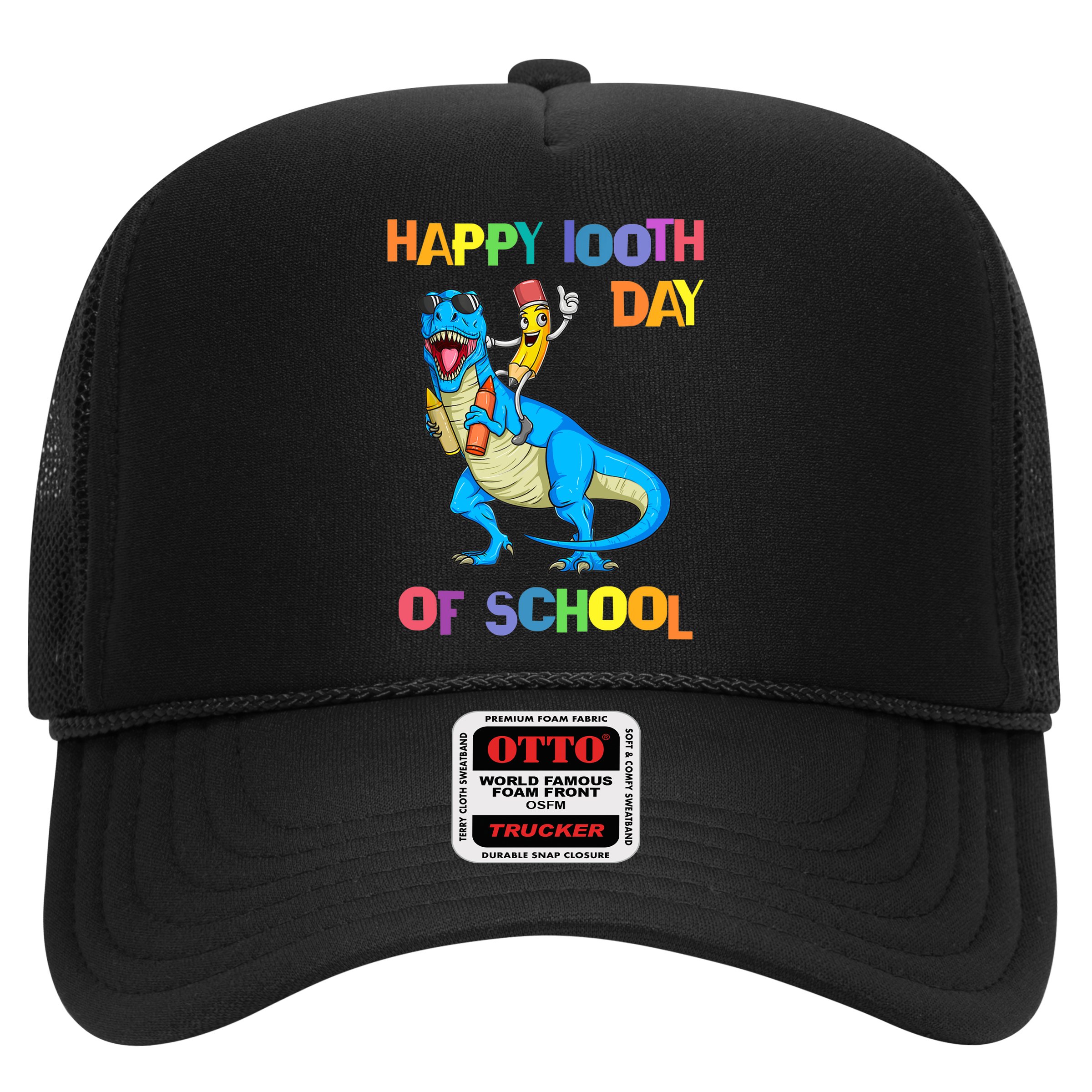 Happy 100th Day Of School Pencil Riding Dinosaur T Rex Funny Hat