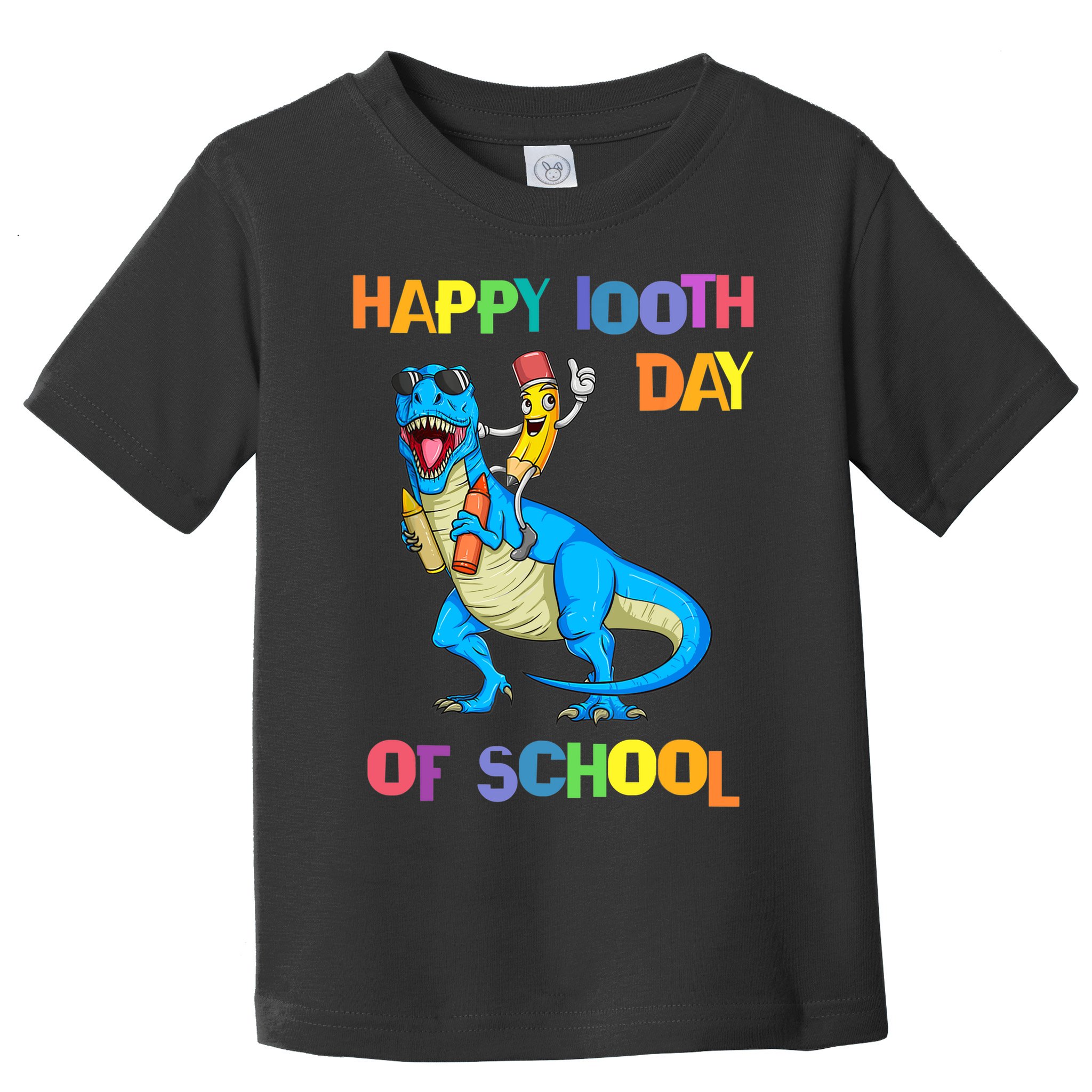 Happy 100th Day Of School Pencil Riding Dinosaur T Rex Funny Toddler T-Shirt
