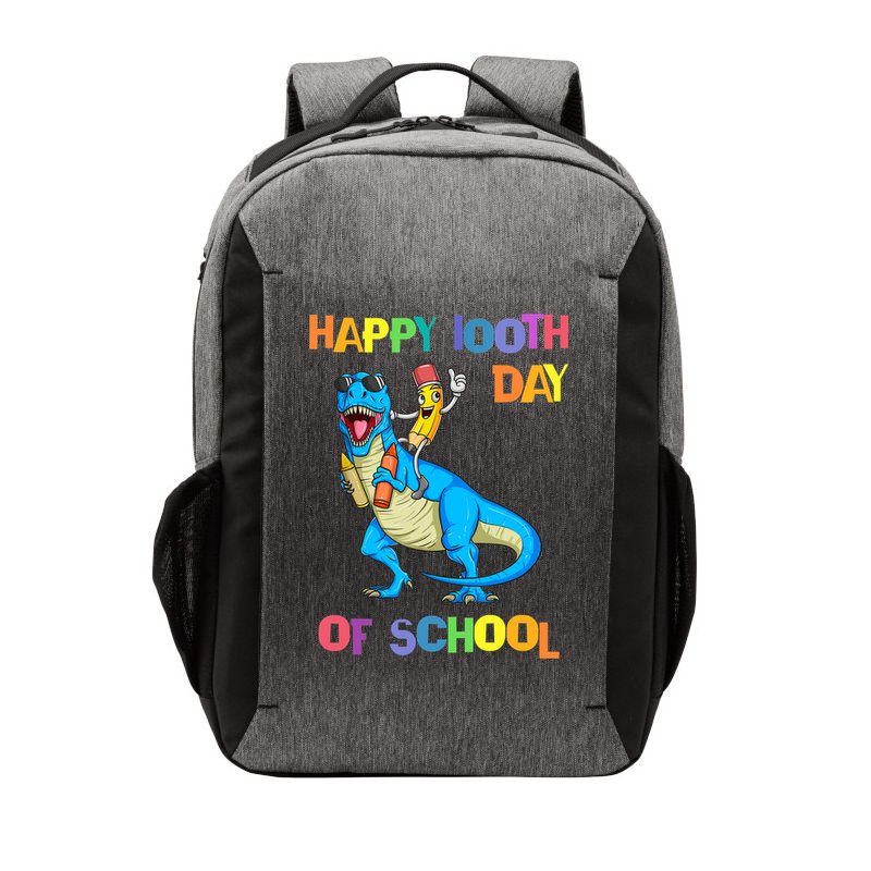 Happy 100th Day Of School Pencil Riding Dinosaur T Rex Funny Vector Backpack