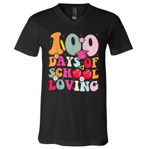 Happy 100th Day Of School 2024 Dress Up V-Neck T-Shirt