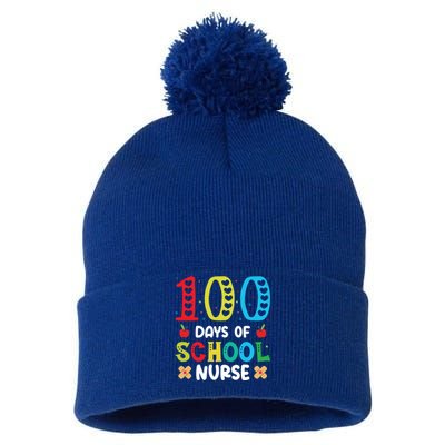 Happy 100 Days Of School Nurse Meaningful Gift Pom Pom 12in Knit Beanie