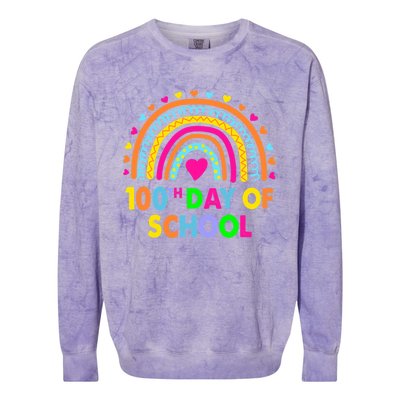 Happy 100th Day Of School Teacher Rainbow 100 Days Smarter Great Gift Colorblast Crewneck Sweatshirt