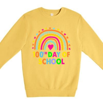 Happy 100th Day Of School Teacher Rainbow 100 Days Smarter Great Gift Premium Crewneck Sweatshirt