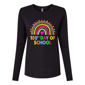 Happy 100th Day Of School Teacher Rainbow 100 Days Smarter Great Gift Womens Cotton Relaxed Long Sleeve T-Shirt